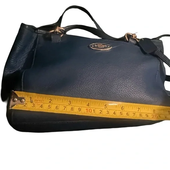 Coach Navy Leather Shoulder Tote with Gold Hardware - Picture 10 of 15